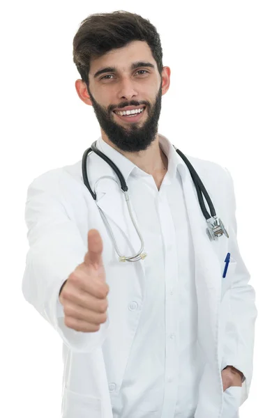 Médico masculino fazendo gesto de mão amigável — Fotografia de Stock