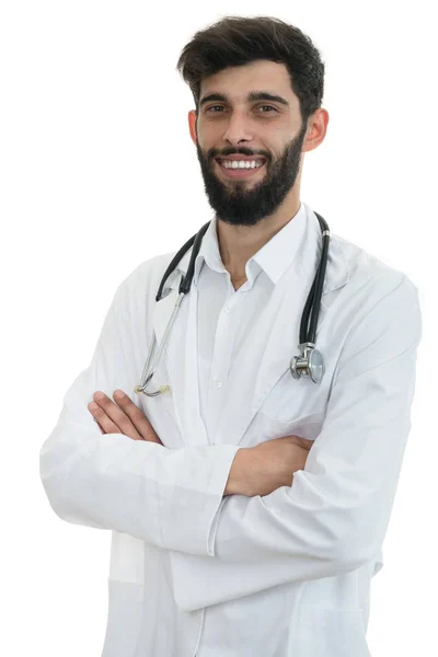 Genç yakışıklı sakallı doktor — Stok fotoğraf