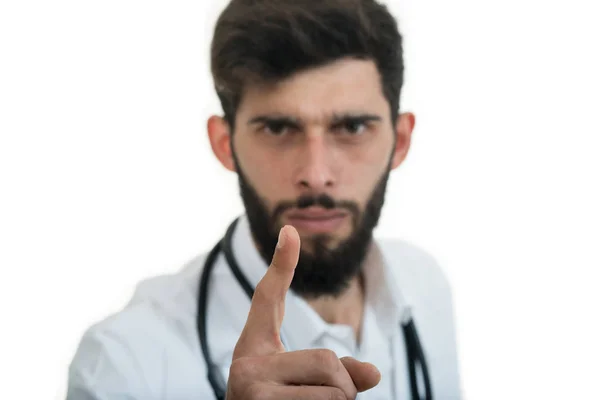 Ung skäggiga arg läkare — Stockfoto