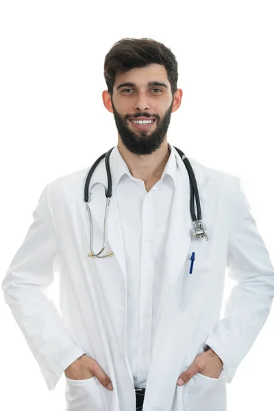 Молодий красивий бородатий лікар — стокове фото