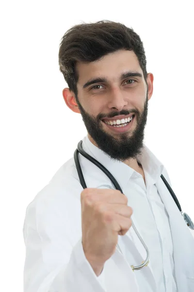 Erkek doktor dostu el hareketi yapma — Stok fotoğraf