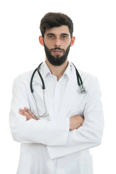 Молодой красивый бородатый врач — стоковое фото