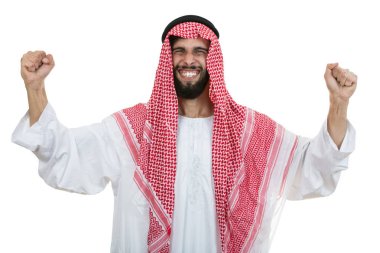 Mutlu başarılı Arap kişi 