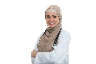 Kendine güvenen Müslüman kadın doktor.