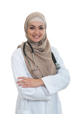 Kendine güvenen Müslüman kadın doktor.
