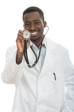 African-American black doctor man  clipart