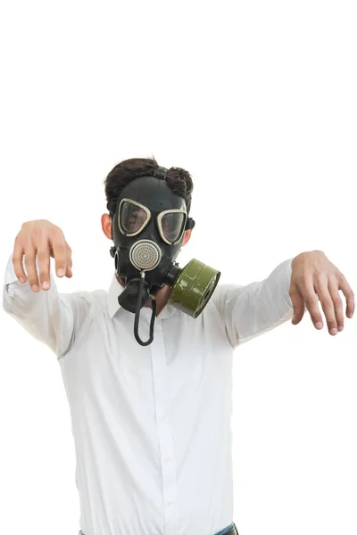 Человек с классическим старым газом маски — стоковое фото