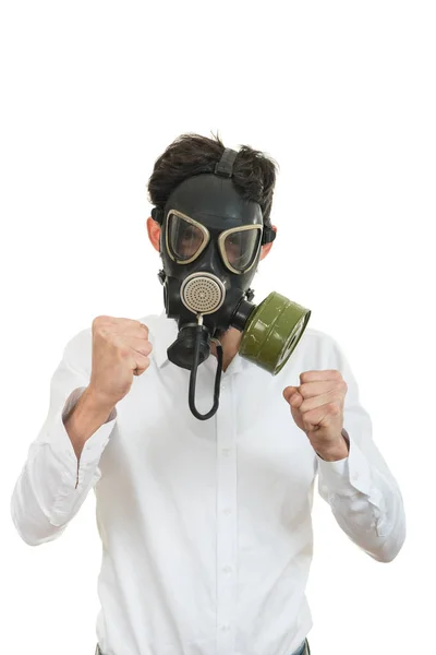 Человек с классическим старым газом маски — стоковое фото