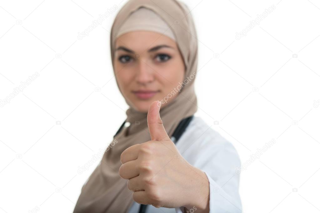 Confident Muslim female doctor  