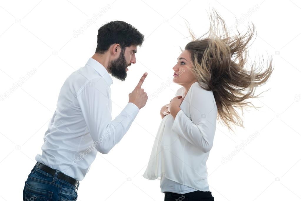 Angry couple shouting at each other 