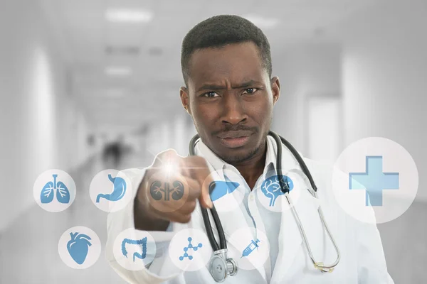 african black male doctor with stethoscope