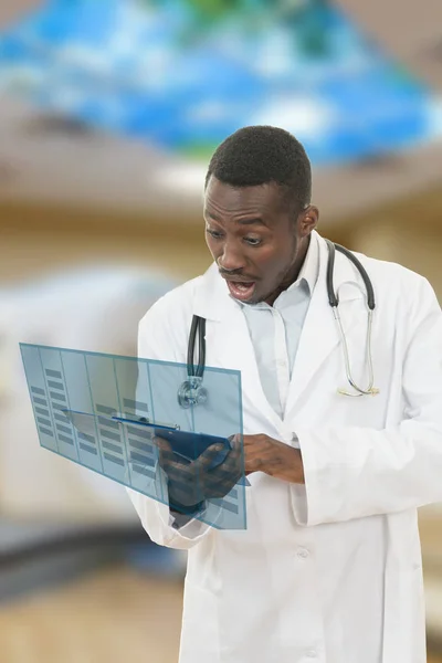 Shocked african american black doctor — Stock Photo, Image
