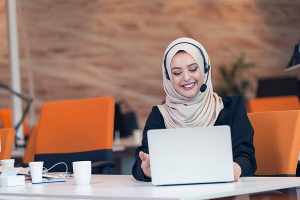 Arabic business woman working in office.