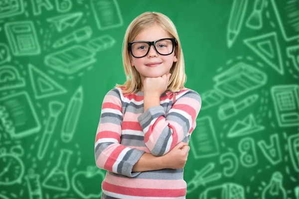 Menina da escola em óculos — Fotografia de Stock