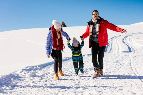 Família se divertindo em um inverno — Fotografia de Stock