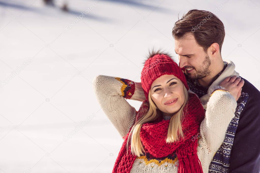 Couple Having Fun on snow 