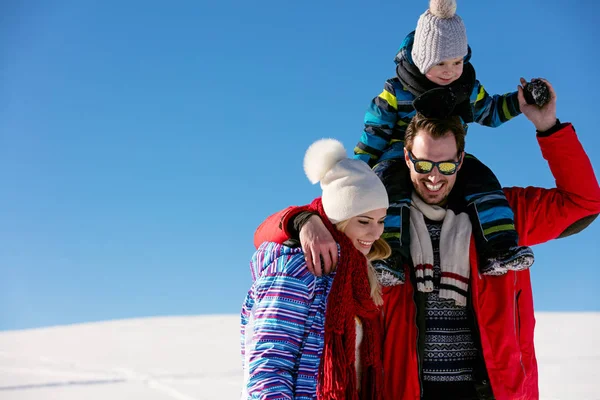 Familia divirtiéndose en un parque de invierno —  Fotos de Stock