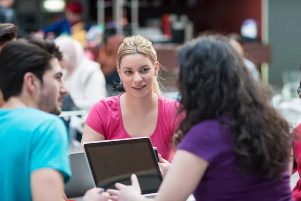 Studenten die studeren met behulp van laptop — Stockfoto