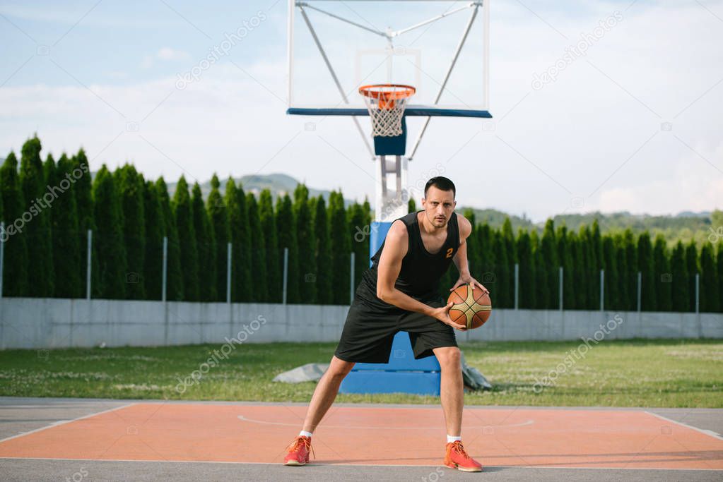 young street basketball player