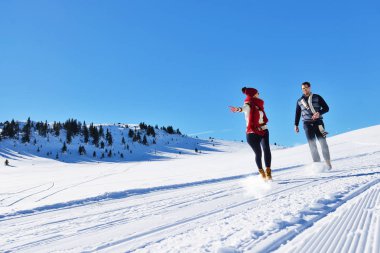 Genç çift Kış Park eğlenmek