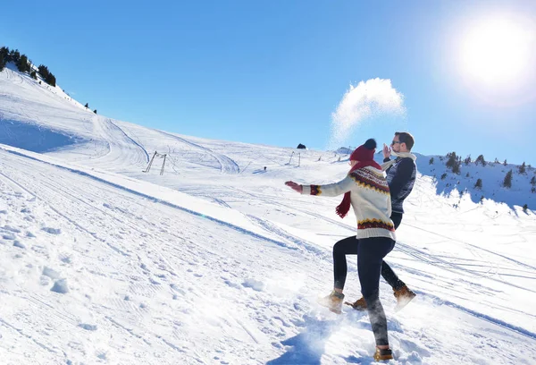 Genç çift Kış Park eğlenmek