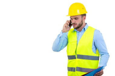 Telefon, kızgın kızgın genç inşaat mühendisi yeling
