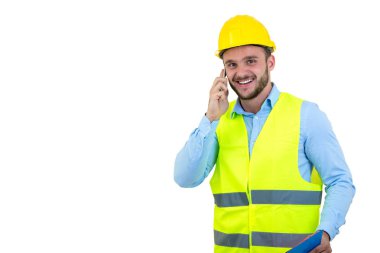 Telefon, kızgın kızgın genç inşaat mühendisi yeling