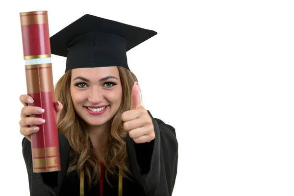 Photo studio complètement isolée d'une jeune diplômée — Photo