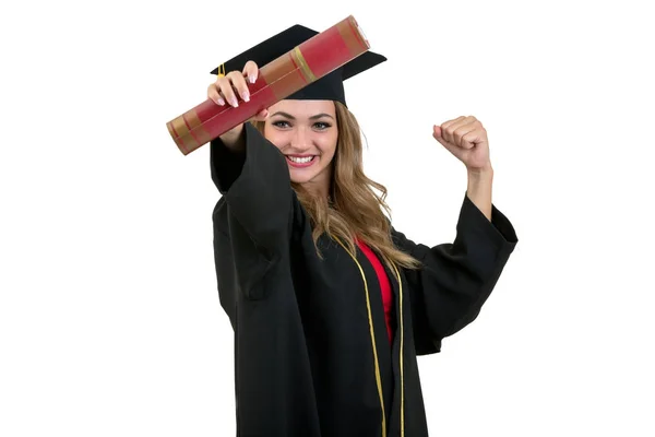 Photo studio complètement isolée d'une jeune diplômée — Photo