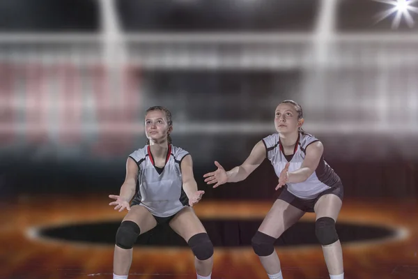 Jogadora de voleibol profissional feminina no campo de voleibol — Fotografia de Stock