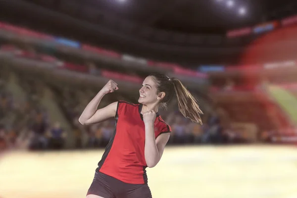Жінка волейбол Гравці святкують перемогу і золоту медаль — стокове фото