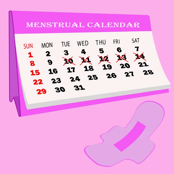 Календарь менструации с тампонами из хлопка. Женская гигиеническая защита. Критические дни . Стоковая Иллюстрация