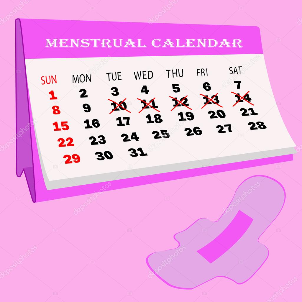 Menstruation calendar with cotton tampons. Woman hygiene protection. Woman critical days.