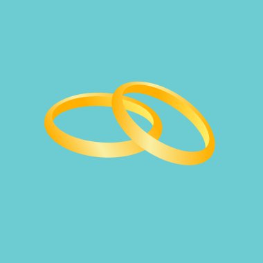 Altın alyans vektör, arka mavi.