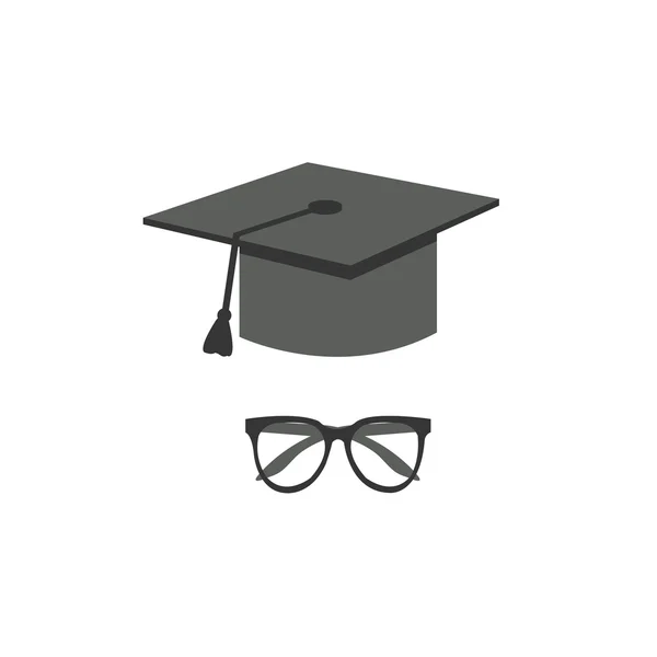 Boné de formatura, chapéu de acessórios para estudantes e óculos — Vetor de Stock