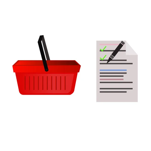 Boş süpermarket alışveriş sepeti, listesi.