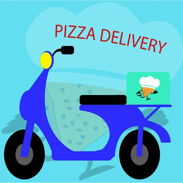 Entrega de pizza, vetor de scooter —  Vetores de Stock