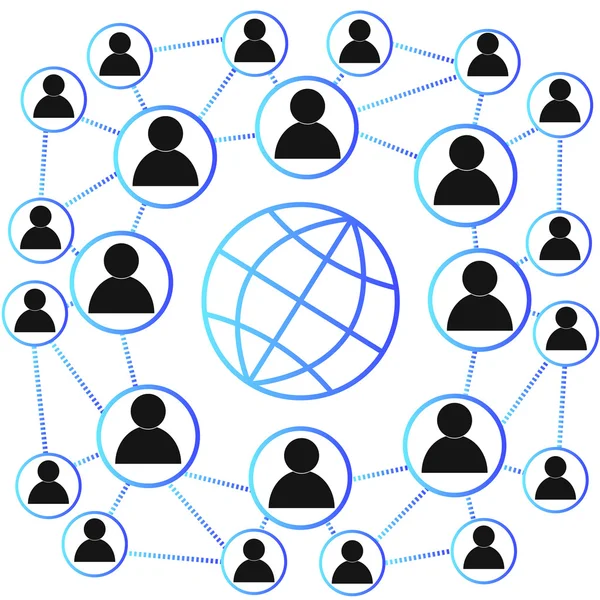 Sosyal ağ kavramı, vektör, mavi