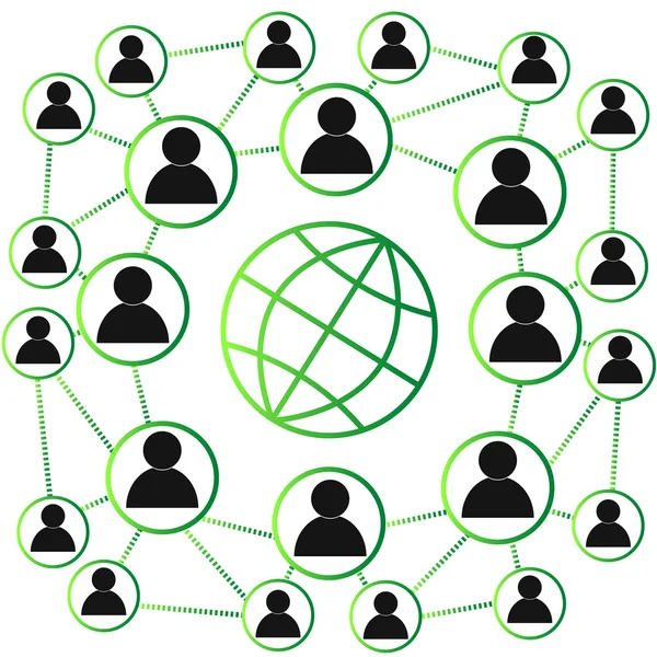 Sosyal ağ kavramı, vektör, yeşil.