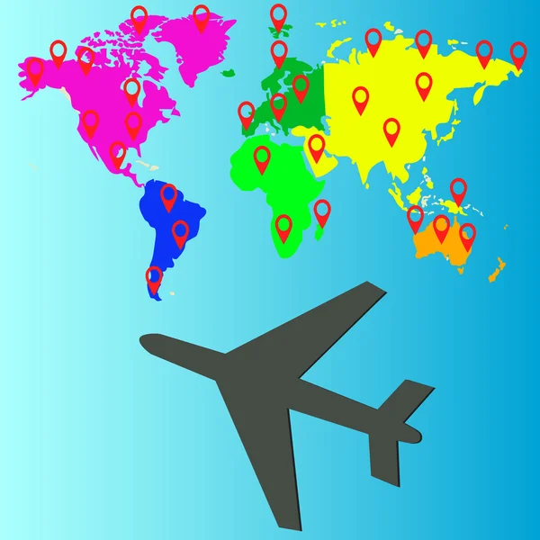 Uçak seyahat tasarım, vektör çizim.