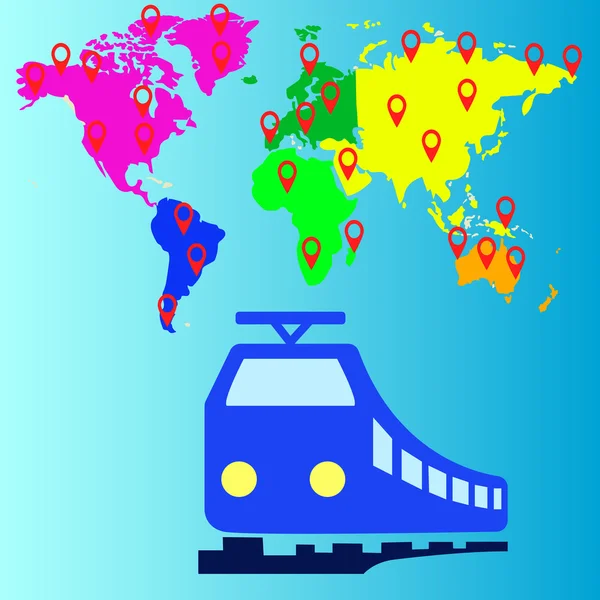 Seyahat tren, taşıma, vektörel çizimler, simgeler.