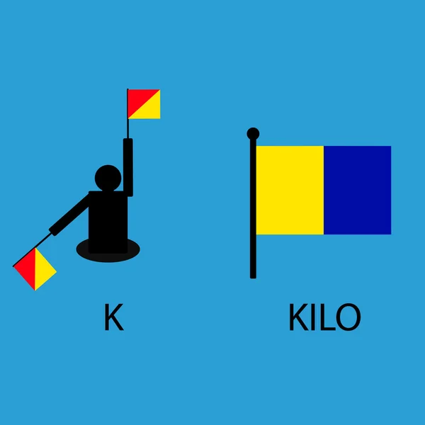 Международный морской сигнальный флаг, морской алфавит, векторная иллюстрация, семафор, связь, килограмм . Лицензионные Стоковые Иллюстрации