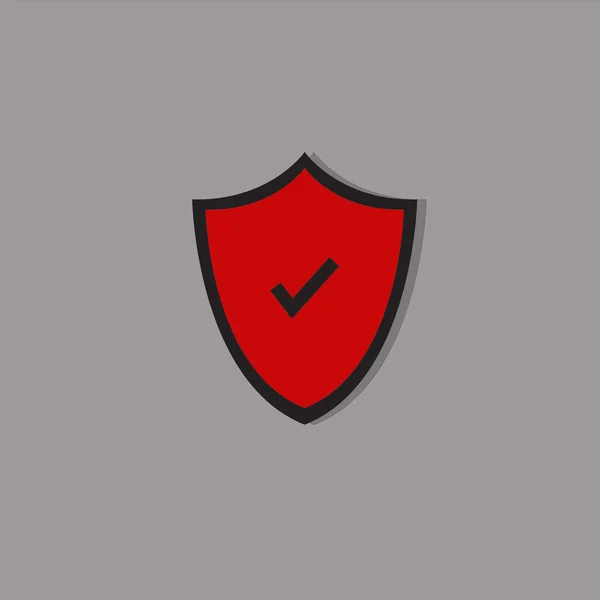 Icon de segurança Vector Ilustração, vermelho, fundo cinza . —  Vetores de Stock