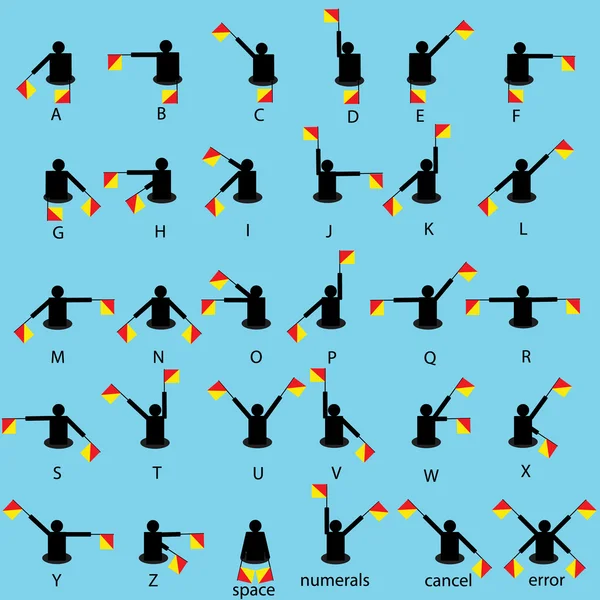 Semafor bayrak sinyalleri alfabe vektör