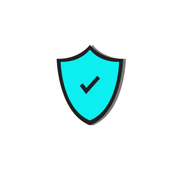 Icono de seguridad Vector Ilustración, fondo azul, blanco . — Vector de stock