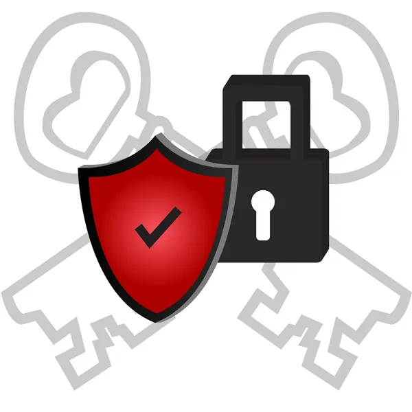 Security Icon Vector Illustration, red, padlock, key . Векторная Графика