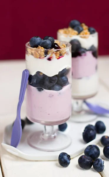 Parfait allo yogurt ai mirtilli — Foto Stock