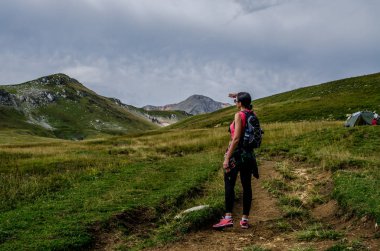 dağlar, doğa, köşe, turizm, kız