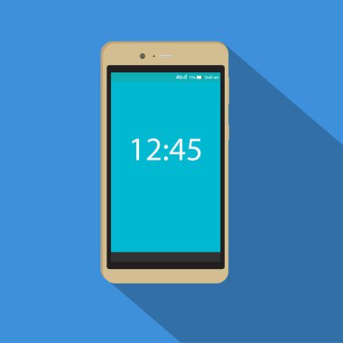 Modern akıllı telefon. Vektör çizim hareket eden aygıt. Uzun gölge ile düz stil tasarım.