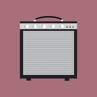 Gitar amplifikatör simgesi. Cihazın vektör çizimi. Düz stil tasarımı.